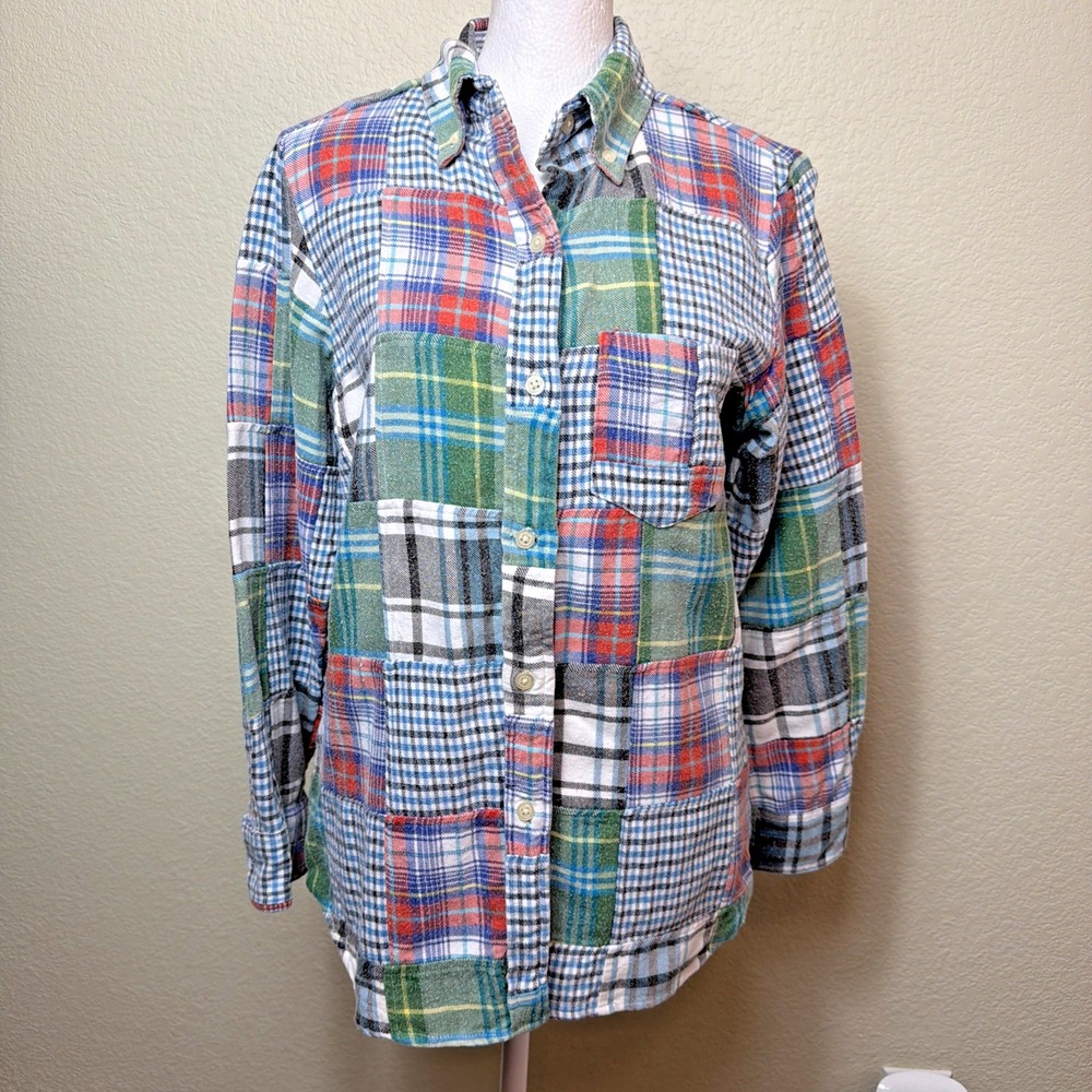 Tailor Vintage Plaid Shirt Medium Patchwork Flannel Colorful Grunge Shacket M